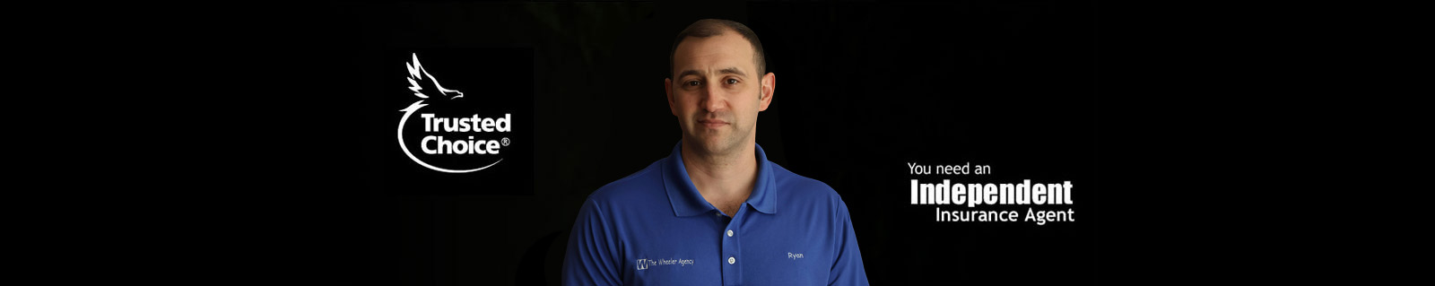 A man in a blue shirt stands against a dark background with logos for Trusted Cleaner and Independent Insurance Agent.